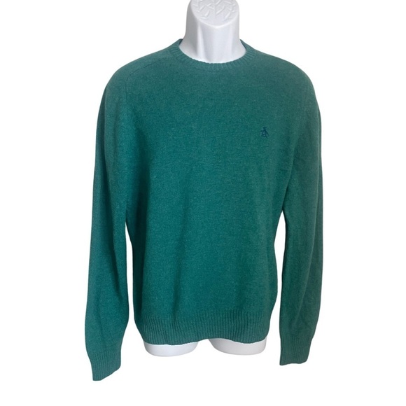 Original Penguin Men's Lambswool Sweater | Crew Neck | Green | Size Large - Picture 1 of 9